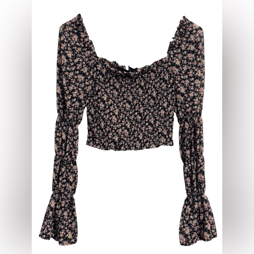 Floral Smocked Crop Top EUC